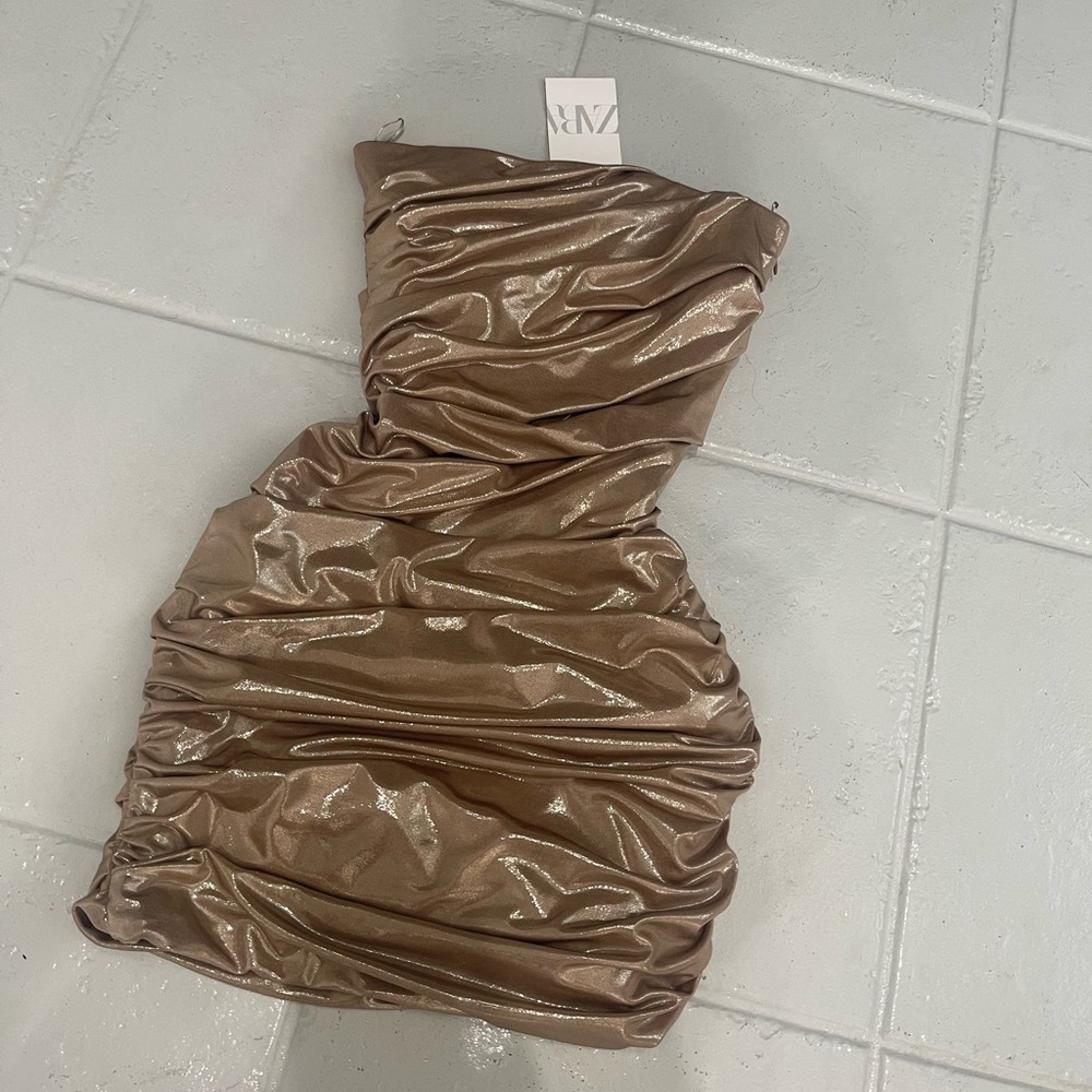 Zara corset gold dress